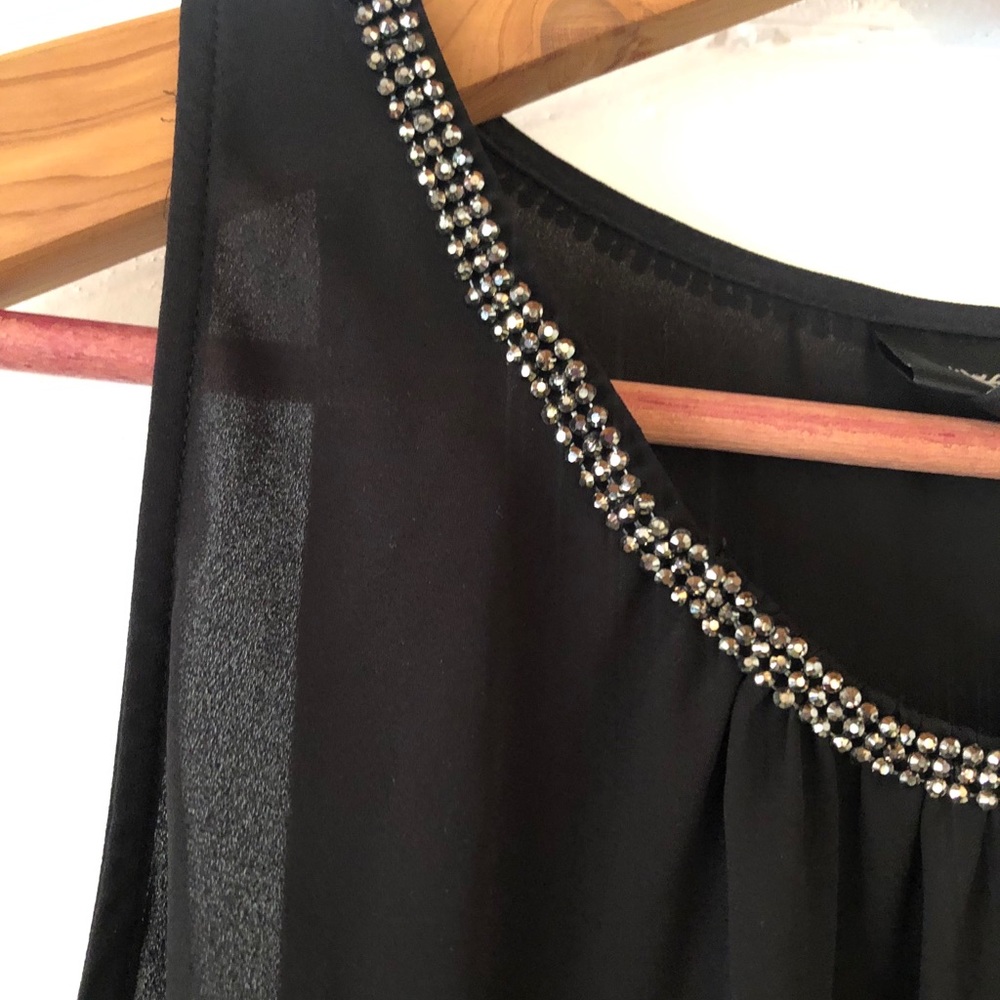 Sheer black accent tank top